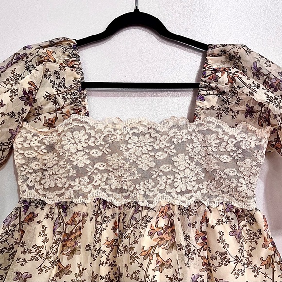 NWT byTiMo Organza Mini Lace Dress in Botanical Print MSRP$499 - Picture 3 of 16